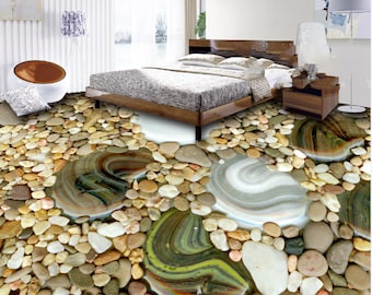 3D Stone Road Lake 0530 Floor Wallpaper Murals Self-adhesive Removable ...