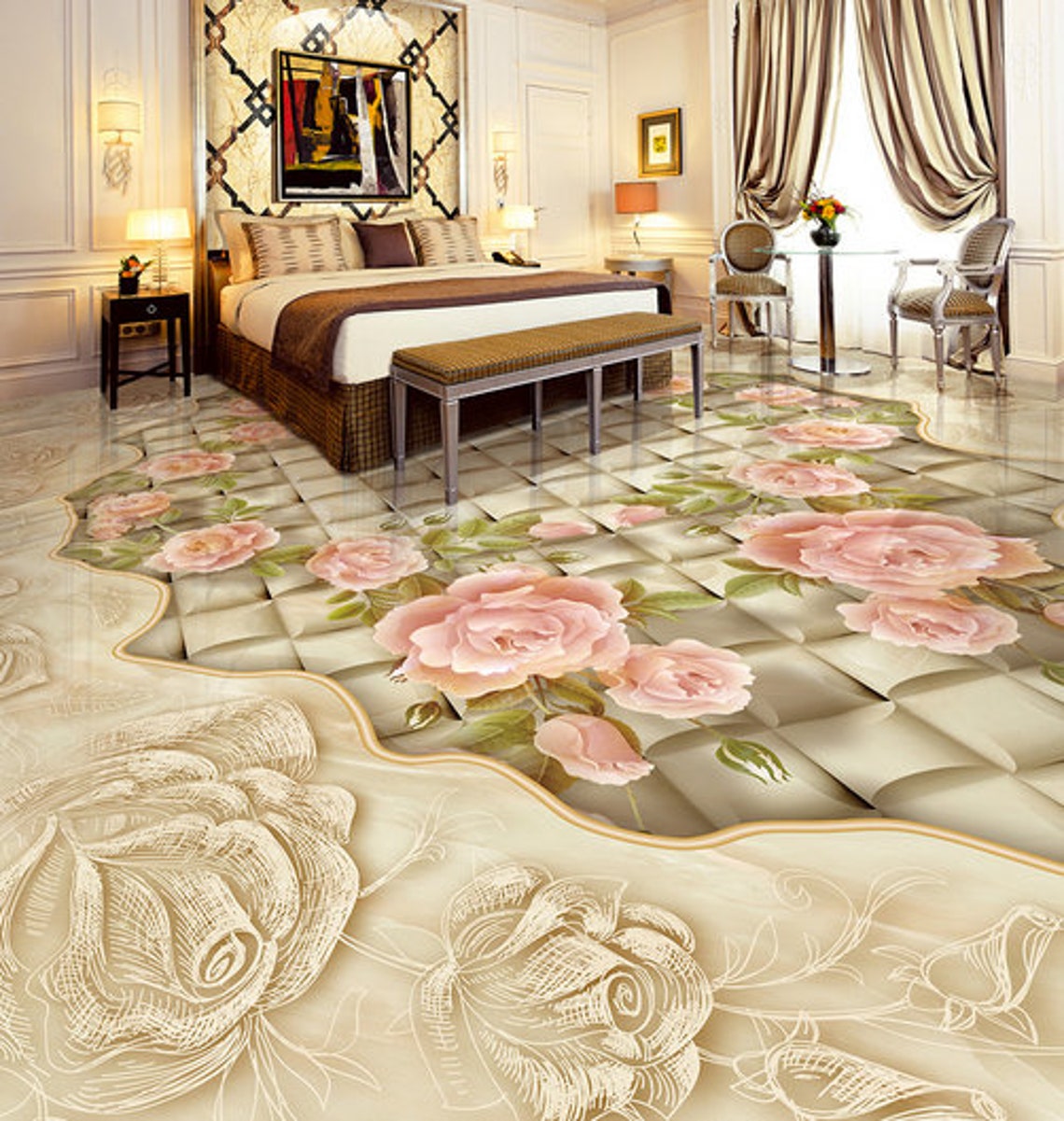 3D Sweet Pink Clouds 701 Floor Mural  Wallpaper Murals Rug & Mat Print Epoxy waterproof bath floor
