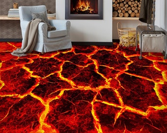 3D Hot Lava JJ4272FF Floor Wallpaper Murals Self-Adhesive Removable Bath Floor Waterproof floor Rug Mat Print Epoxy Kitchen