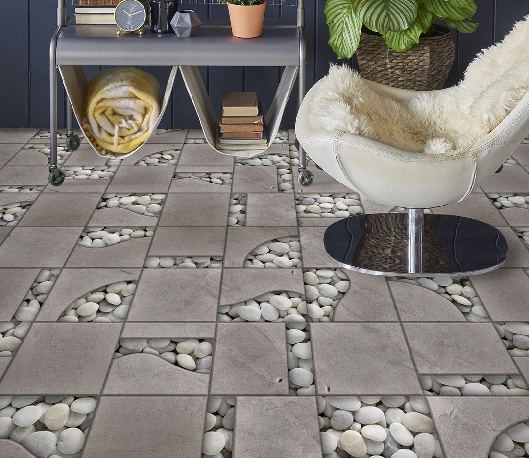 3D Small Gray Pebbles JJ9469FF Floor Wallpaper Murals Self-adhesive ...