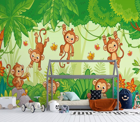 Buy 3D Animal Cartoon Monkey ZZ9394 Self-adhesive Wallpaper Mural Online in India - Etsy Buy 3D Animal Cartoon Monkey ZZ9394 Self-adhesive Wallpaper Mural Online in India - Etsy