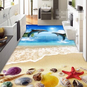 3D Speciale Purple Shell JJ4533FF Floor Wallpaper Murals Self-Adhesive Removable Bath Floor Impermeabile pavimento Rug Mat Stampa Epoxy Kitchen