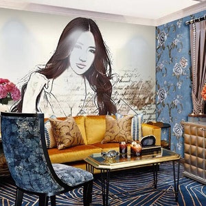 3D Glamour Donna - 3084 Autoadesivo Wallpaper Mural Peel e Stick Wallpaper Stampe muro rimovibile Adesivi Caratteristica Parete Sfondo