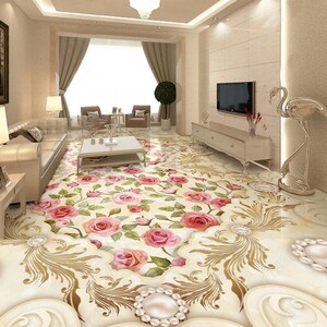 3D Special Roses JJ5502FF Floor Wallpaper Murals Self-Adhesive Removable Bath Floor Impermeabile pavimento Rug Mat Stampa Epoxy Kitchen