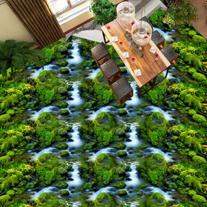 3D Fun Water JJ5470FF Floor Wallpaper Murals Self-Adhesive Removable Bath Floor Waterproof floor Rug Mat Print Epoxy Kitchen