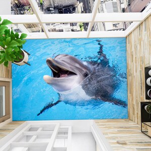 Anticipazione del delfino 3D JJ2504FF Pavimentazione Murales Autoadesivo Pavimento da bagno rimovibile Pavimento impermeabile Tappeto Mat Stampa Epoxy Cucina