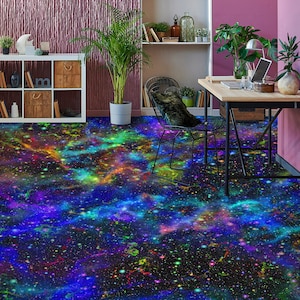 3D Rich Cosmic Colors JJ3044FF Floor Wallpaper Murals Self-Adhesive Removable Bath Floor Waterproof floor Rug Mat Print Epoxy Kitchen