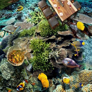 3D Time Ocean JJ5533FF Floor Wallpaper Murals Self-Adhesive Removable Bath Floor Waterproof floor Rug Mat Print Epoxy Kitchen