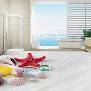 3D Speciale Red Starfish JJ5044FF Floor Wallpaper Murals Self-Adhesive Removable Bath Floor Impermeabile pavimento Rug Mat Stampa Epoxy Kitchen