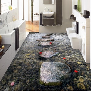 3D Stone Road JJ4232FF Floor Wallpaper Murals Self-Adhesive Removable Bath Floor Waterproof floor Rug Mat Print Epoxy Kitchen