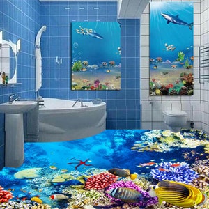 3D Enrich Ocean Records JJ4049FF Floor Wallpaper Murals Self-Adhesive Removable Bath Floor Waterproof floor Rug Mat Print Epoxy Kitchen