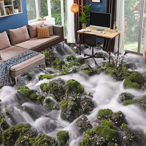 3D Creative Water Art JJ2292FF Floor Wallpaper Murals Self-Adhesive Removable Bath Floor Waterproof floor Rug Mat Print Epoxy Kitchen