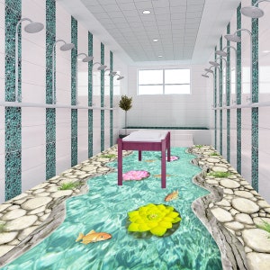 3D Speciale Verde Lotus JJ6328FF Floor Wallpaper Murales Autoadesivo Riposibile Pavimento Bagno Impermeabile Tappeto Tappeto Stampa Epoxy Cucina