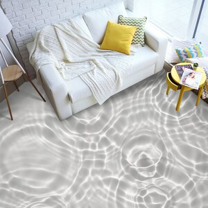 3D Water Ripple JJ3120FF Floor Wallpaper Murals Self-Adhesive Removable Bath Floor Waterproof floor Rug Mat Print Epoxy Kitchen