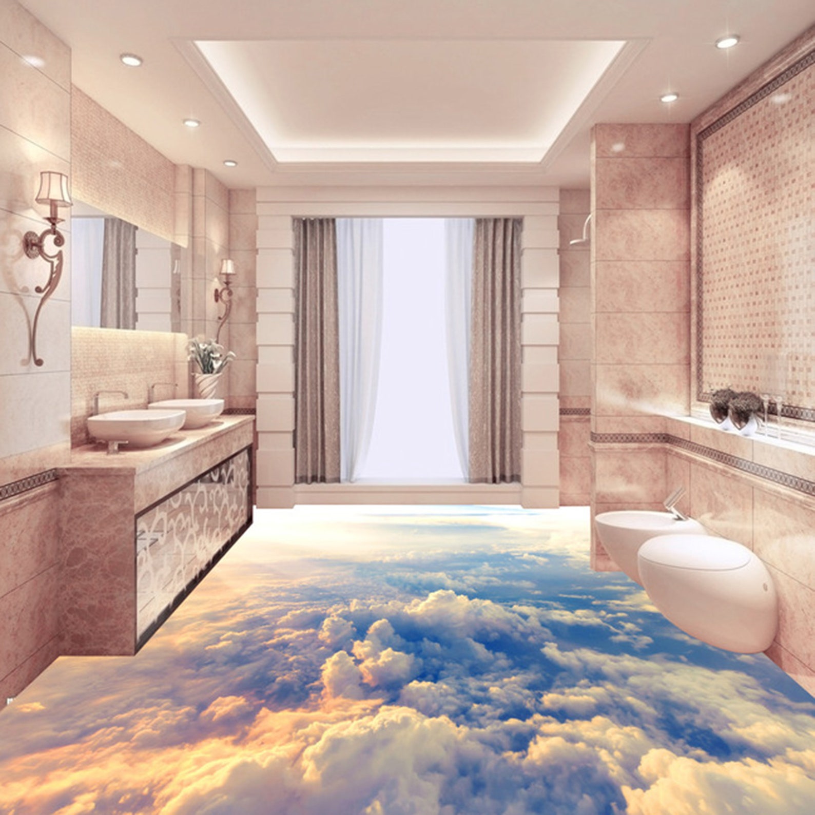 3D Two Dreamy Ducks 260 Floor Mural  Wallpaper Murals Rug & Mat Print Epoxy waterproof bath floor