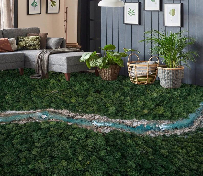 3D Long Blue River JJ2261FF Floor Wallpaper Murals Self-adhesive ...