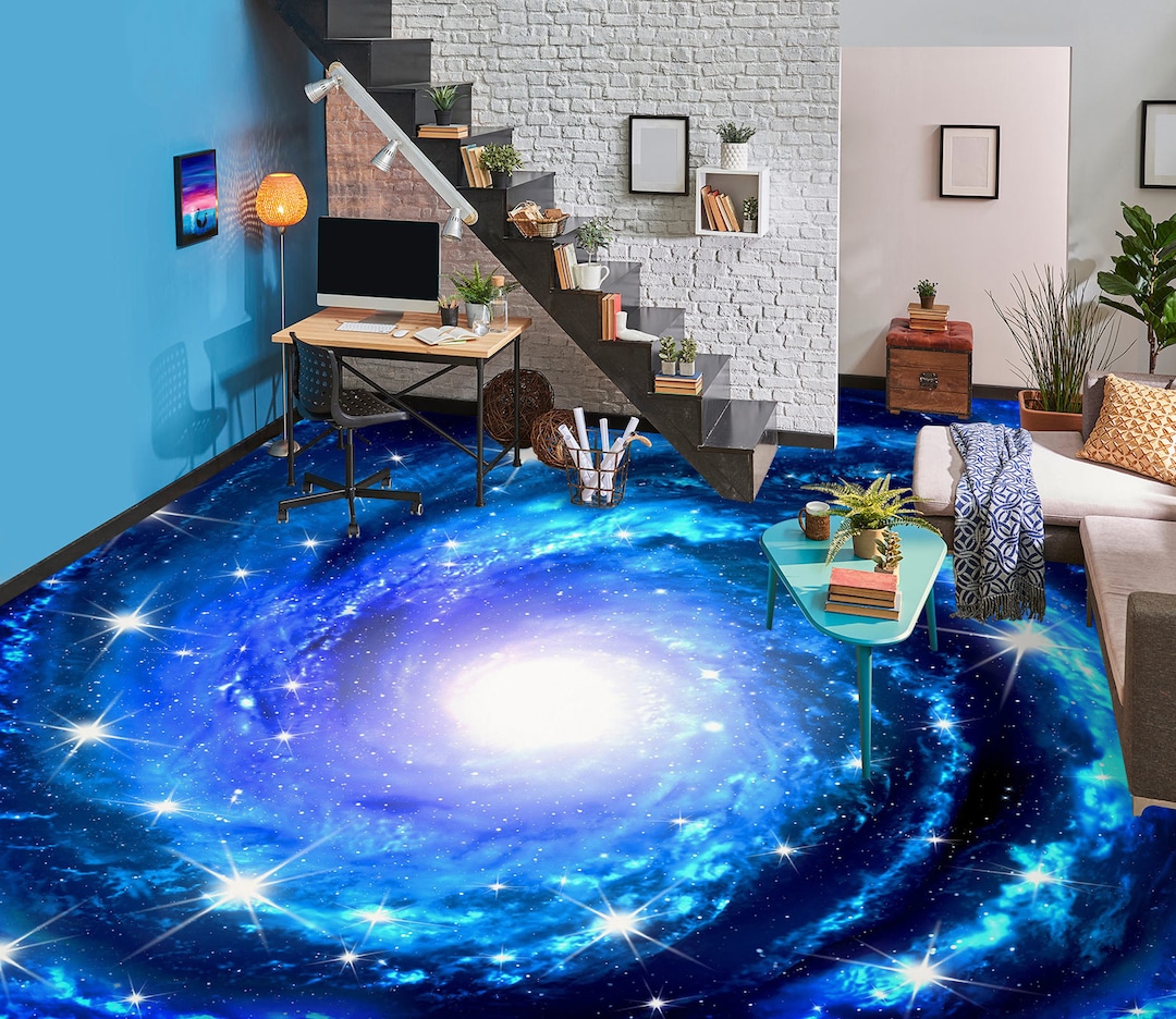 3D Blue Cosmic Vortex JJ4164FF Floor Wallpaper Murals Self