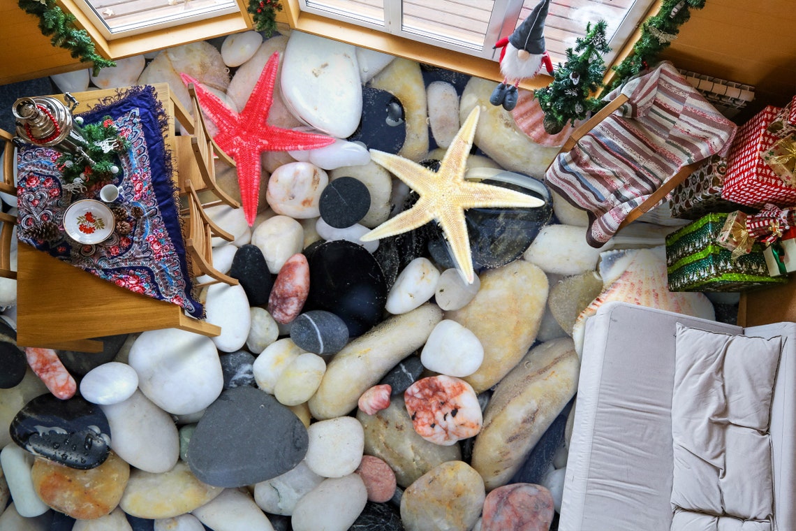 3D Red and Yellow Starfish JJ4625FF Floor Wallpaper Murals Self