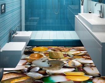 3D Creative Stones JJ5198FF Floor Wallpaper Murals Self-Adhesive Removable Bath Floor Waterproof floor Rug Mat Print Epoxy Kitchen