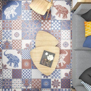 3D Elephant Pattern JJ6631FF Pavimento Carta da parati Murales Autoadesivo Rimovibile Pavimento Bagno Impermeabile Tappeto Tappeto Stampa Epoxy Cucina