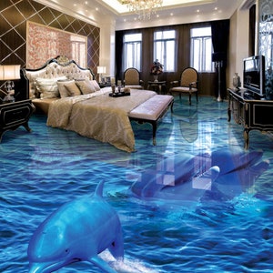 3D Felice Delfino Record JJ4952FF Floor Wallpaper Murals Self-Adhesive Rimovibile Bath Floor Impermeabile pavimento Rug Mat Stampa Epoxy Kitchen