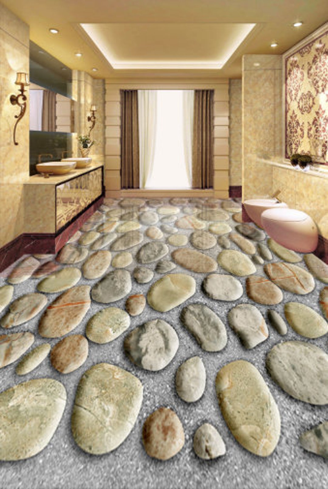 3D Story Stones JJ4083FF Floor Wallpaper Murals Self-adhesive Removable ...