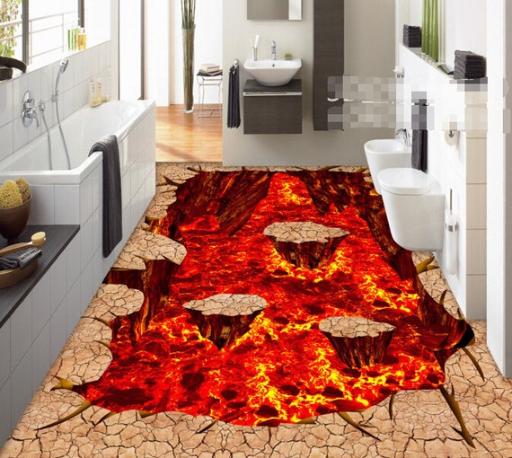 3D Hot Lava JJ4460FF Floor Wallpaper Murals Self adhesive Removable Bath Floor Waterproof Floor Rug Mat Print Epoxy Kitchen Etsy