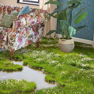 3D Umido Erba Verde J3745FF Pavimento Wallpaper Murales Autoadesivo Rimovibile Pavimento Pavimento impermeabile Tappeto Tappeto Stampa Epoxy Cucina