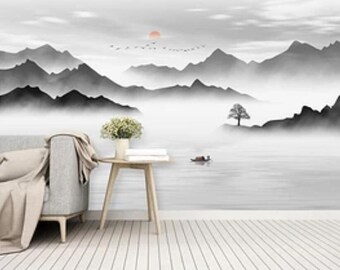 3D Lonely Black Tree ZZ3292 Self-adhesive Wallpaper Mural Peel and Stick Wallpaper Removable Wall Prints Stickers Feature Wall Wallpaper