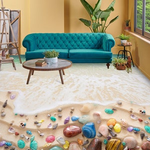 3D Rich Beach Treasures JJ2383FF Floor Wallpaper Murals Self-Adhesive Removable Bath Floor Waterproof floor Rug Mat Print Epoxy Kitchen
