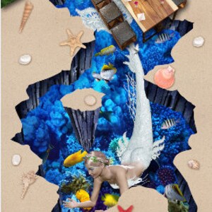 3D Special Mermaid JJ4118FF Pavimento Carta da parati Murales Autoadesivo Rimovibile Pavimento da bagno Pavimento impermeabile Tappeto Stampa opaca Cucina epossidica