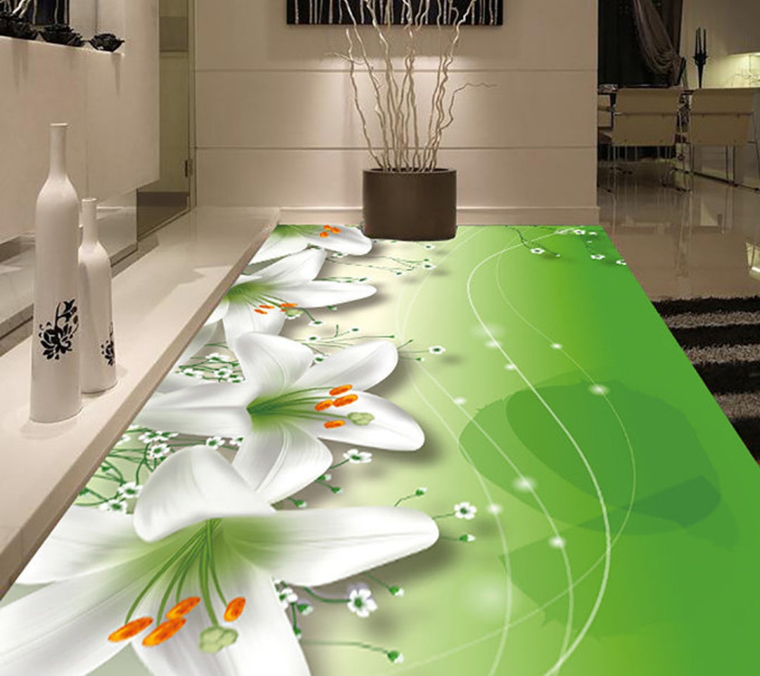 3D Lilies JJ4974FF Floor Wallpaper Murals Self-adhesive Removable