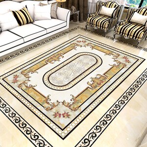 Cerchi gialli 3D J6501FF Sfondo pavimento Murales Autoadesivo Pavimento da bagno rimovibile Pavimento impermeabile Tappeto Mat Stampa Epoxy Cucina