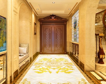 3D Bright Yellow Portrayed JJ6395FF Floor Wallpaper Murals Self-Adhesive Removable Bath Floor Waterproof floor Rug Mat Print Epoxy Kitchen