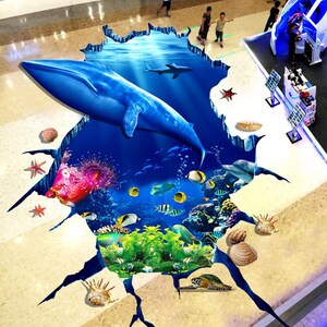 3D Nizza Blu Delfino JJ5630FF Pavimento Wallpaper Murals Auto-Adesive rimovibile Bagno Pavimento Impermeabile Pavimento Rug Mat Stampa Epoxy Cucina