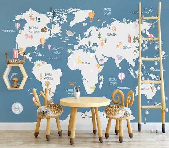 3D Abstract World Map Wallpaper Wall Mural Removable Self-adhesive Sticker485