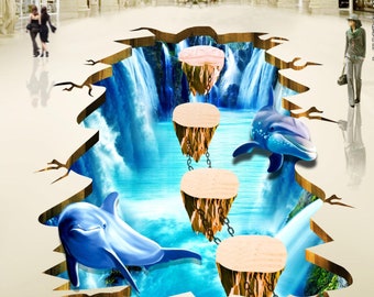 3D Yellow Stone Bridge JJ5596FF Floor Wallpaper Murals Self-Adhesive Removable Bath Floor Waterproof floor Rug Mat Print Epoxy Kitchen