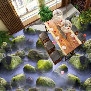 3D Stone Time JJ5277FF Golvtapet Självhäftande Avtagbar Badrumsgolv Vattentät Golvmatta Matta Tryck Epoxi Kök