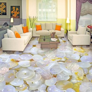 3D Dazzling Stones JJ5940FF Floor Wallpaper Murals Self-Adhesive Removable Bath Floor Waterproof floor Rug Mat Print Epoxy Kitchen