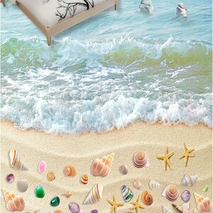 3D Beach Gems JJ5715FF Floor Wallpaper Murals Self-Adhesive Removable Bath Floor Waterproof floor Rug Mat Print Epoxy Kitchen