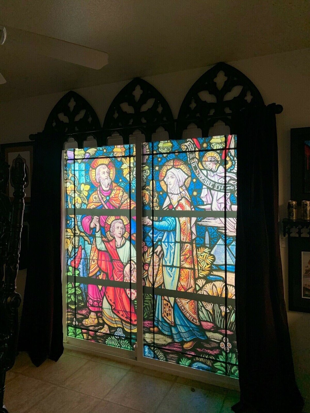 God Window Sticker 3D Jesus God CH120 Window Film Print Sticker Cling Stained Glass Xmas ...