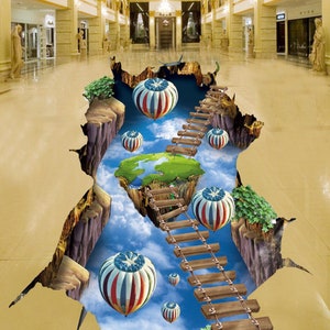 3D Fun Balloons JJ5618FF Floor Wallpaper Murals Self-Adhesive Removable Bath Floor Impermeabile pavimento Rug Mat Stampa Epoxy Kitchen