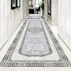 3D Grey Classic JJ5903FF Floor Wallpaper Murals Self-Adhesive Removable Bath Floor Waterproof floor Rug Mat Print Epoxy Kitchen
