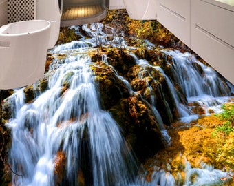 3D Cold Waterfall JJ4463FF Floor Wallpaper Murals Self-adhesive