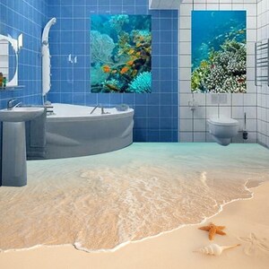 3D Leftover Starfish JJ5033FF Floor Wallpaper Murals Self-Adhesive Removable Bath Floor Waterproof floor Rug Mat Print Epoxy Kitchen