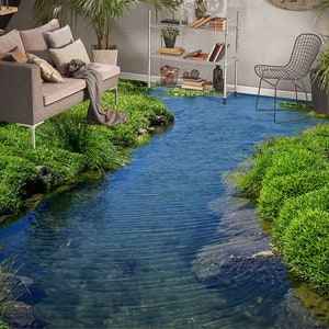 3D sanfte blaue Fluss Wasser JJ2475FF Boden Tapete Wandbilder selbstklebende abnehmbare Bad Boden wasserdichtboden Teppich Matte Print Epoxy Küche