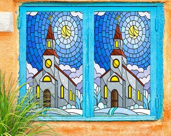 Details about   3D Priest Faith A361 Window Film Print Sticker Cling Stained Glass UV Amy 