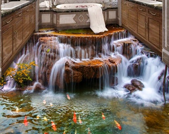 3D Memory Of Water JJ4509FF Floor Wallpaper Murals Self-Adhesive Removable Bath Floor Waterproof floor Rug Mat Print Epoxy Kitchen