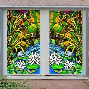 3D White Lotus WD5195 Fensterfolie Aufkleber Cling Buntglas Xmas Fensterdeko UV Wärmekontrolle Glas Sichtschutz Fensterfolie Rose