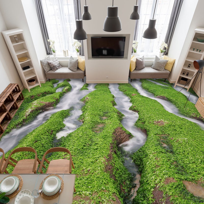3D Small Leaves 064 Floor Mural  Self-Adhesive Sticker Bathroom Non-slip Waterproof Flooring Murals